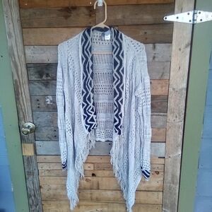 Women's Vanity Fringed Open Cardigan Size Medium M Shrug Kimono Shawl Sweater